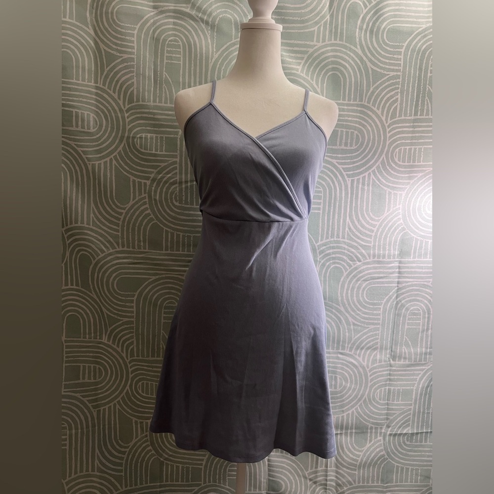 Wild Fable Periwinkle Mini Dress Medium Ribbed Wrap Cami Dress
